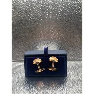 Sterling Sewn Polished Gold Dome Cufflinks with Box